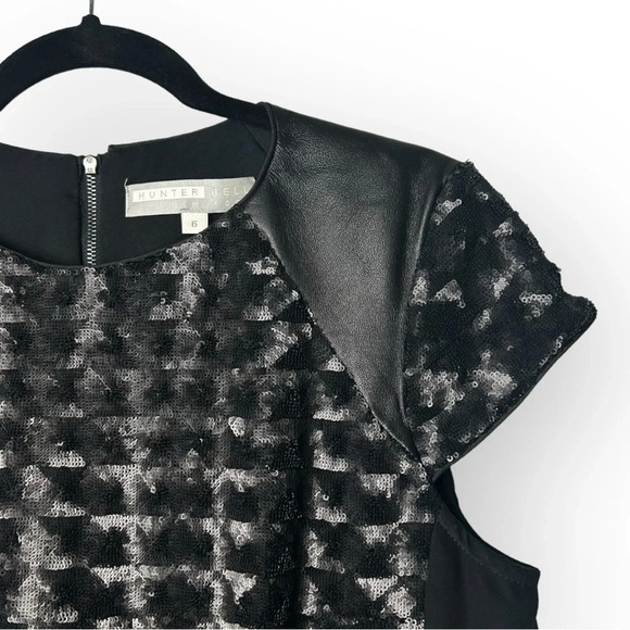 Hunter Bell Black Sequin Cap Sleeve Top  6 - Picture 3 of 6